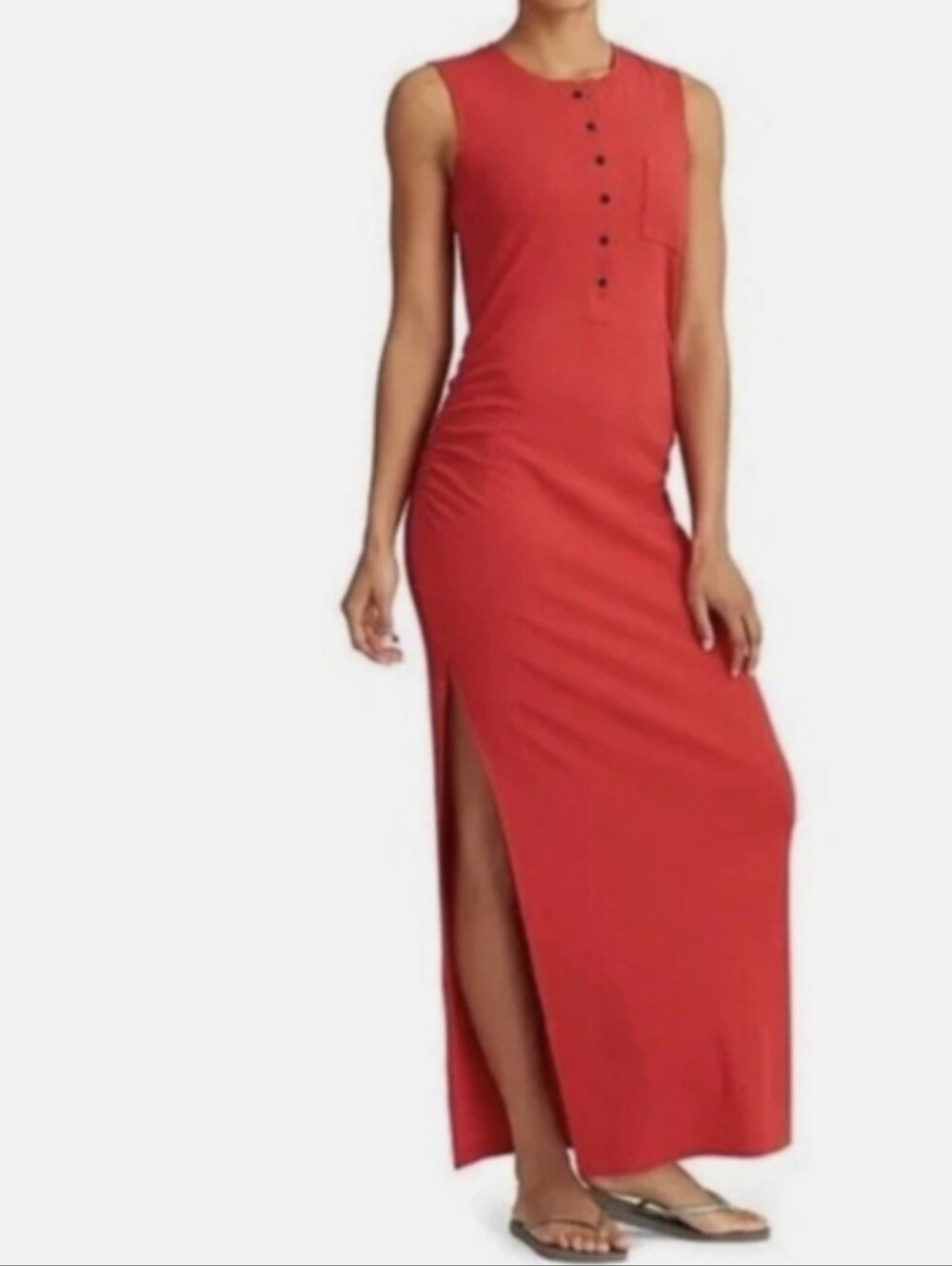 Athleta Rib Henley Maxi Dress